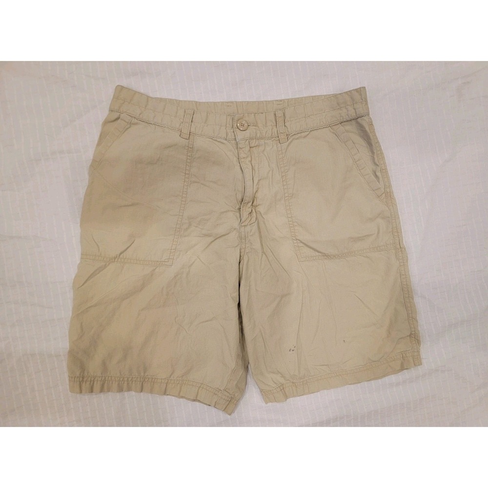 Patagonia Men's Flat Front Beige Hiking Shorts Size 34 Organic Cotton READ‎